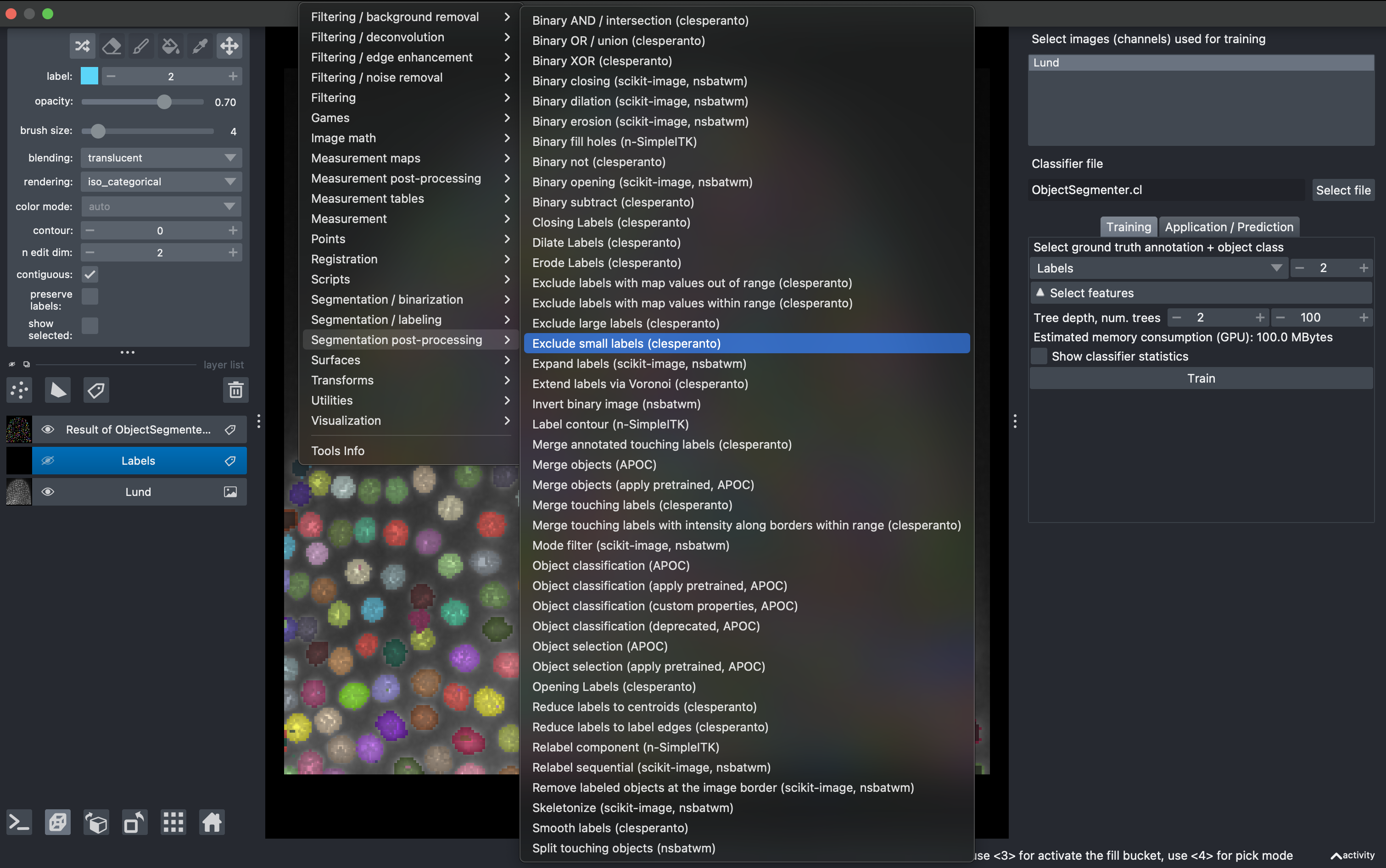 Exclude small objects
