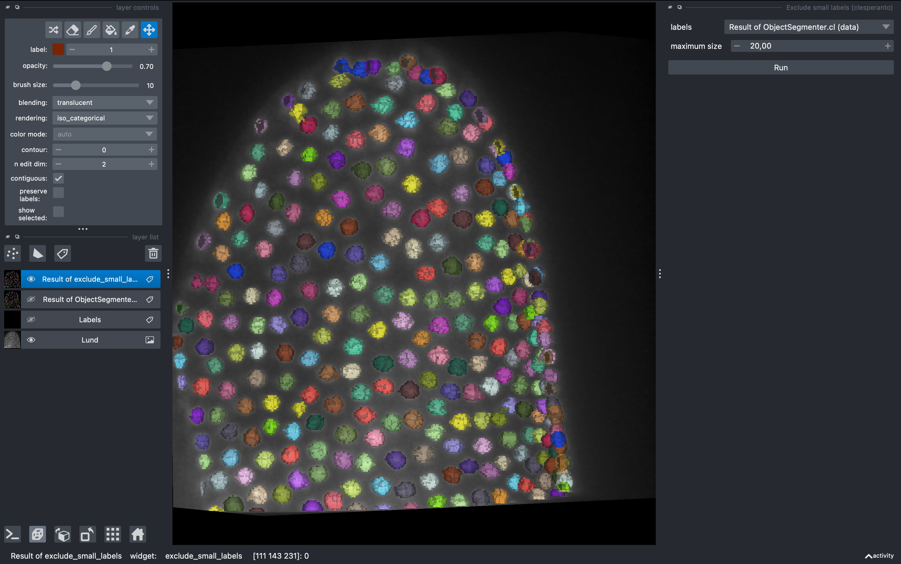 Observe filtered labels