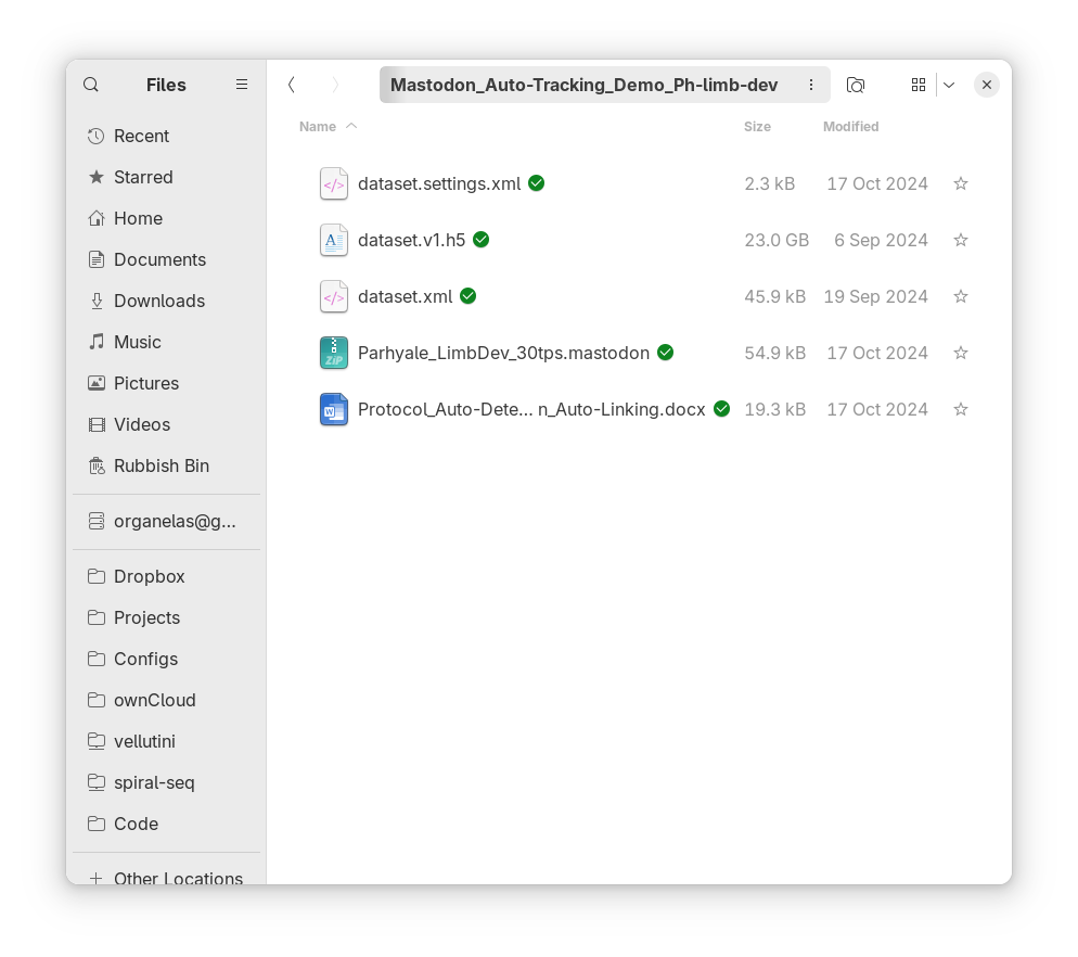 Contents of the dataset directory.